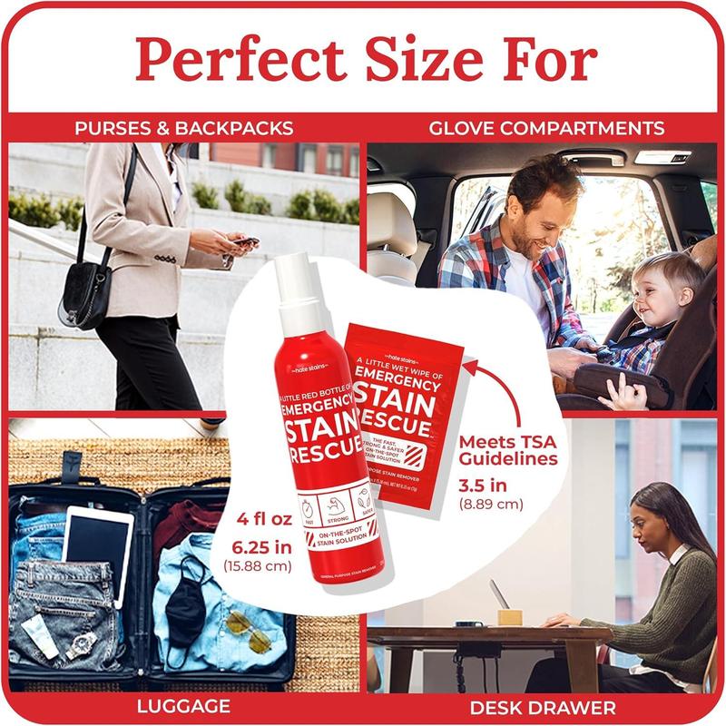 Remover Spray – 4oz Laundry Stain Remover for Clothes, Upholstery Fabric, Carpet - Works on Most Blood, Grass, Coffee, Mud, Grease & Oil