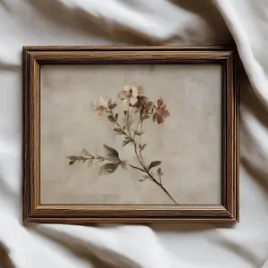 Vintage Wildflower Art Print | Neutral Floral Decor | Rustic Botanical Wall Art |Frameless Poster F