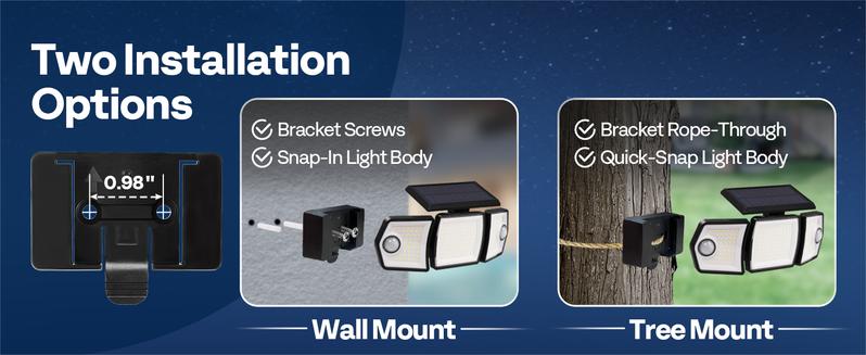 VIVOHOME Linkable Solar Flood Lights Outdoor, 2 Adjustable Motion Sensors Security Lights with 3 Heads, 2500LM, IP65 Waterproof, Solar Powered for Outside, Yard, Porch, Patio