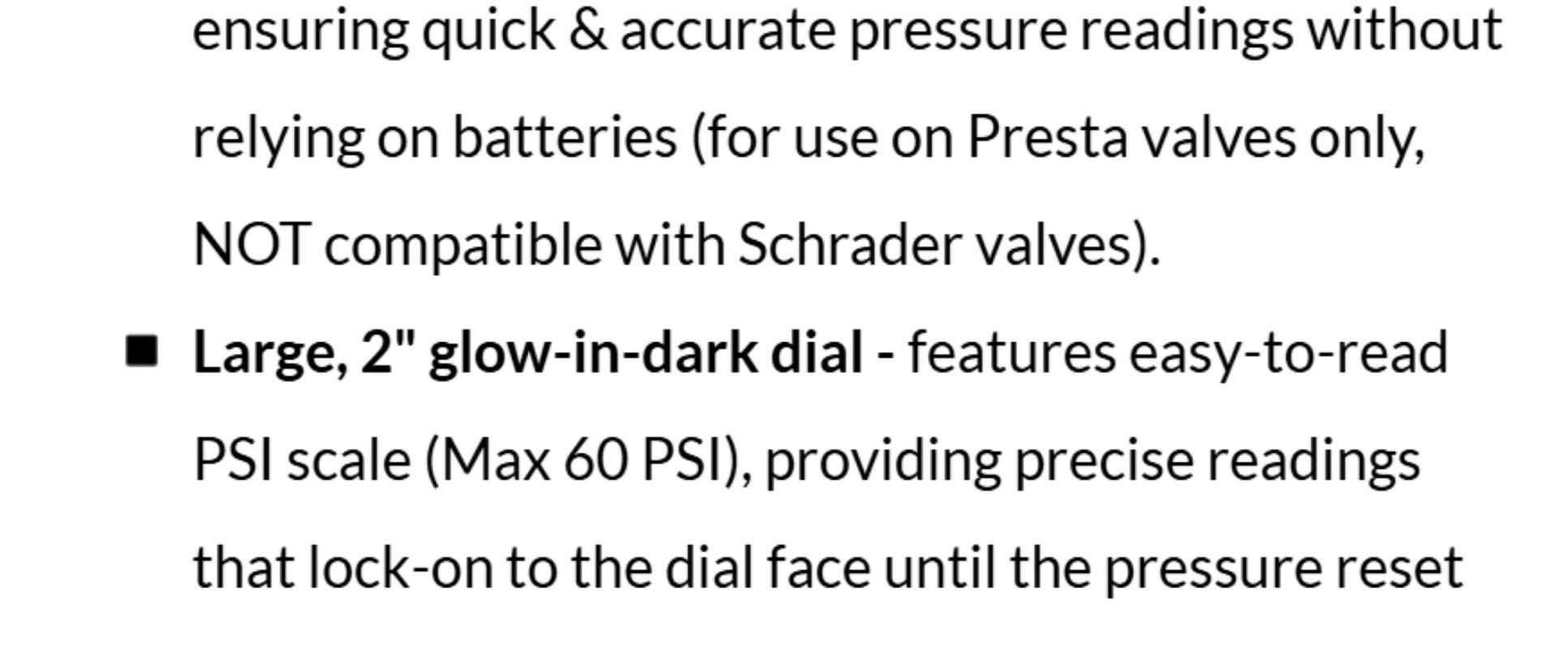 MBX-60 Presta Tire Pressure Gauge for Bikes (Max 60 PSI) | MTB & XC Series