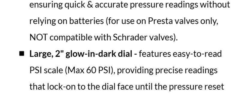 MBX-60 Presta Tire Pressure Gauge for Bikes (Max 60 PSI) | MTB & XC Series MBX-60 Presta Tire Pressure Gauge for Bikes (Max 60 PSI) | MTB & XC Series
