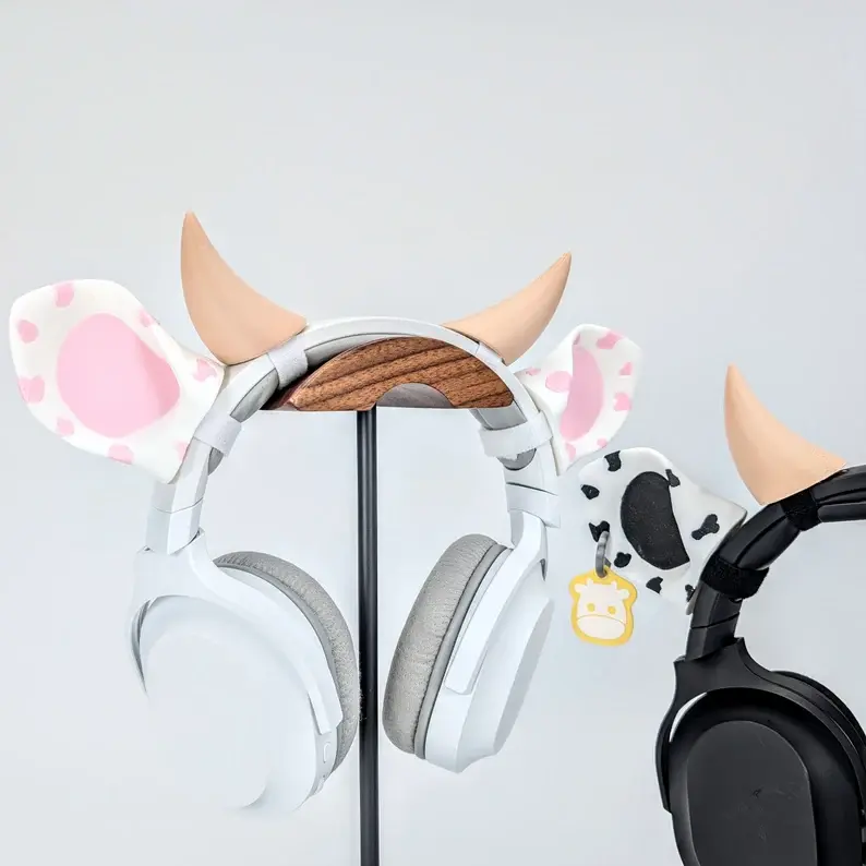 Cow Ears Headphone Accessory | Cow Horns Attachments | Cute Gamer Accessories