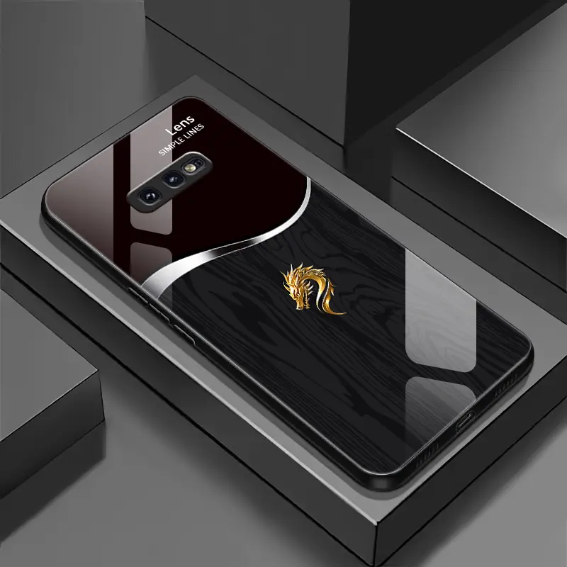 Suitable for [Galaxy S10e] Personality simple split dragon pattern creative business high-end anti-drop glass mobile phone case affordable anti-drop anti-fingerprint-888
