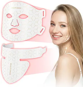 Red Light Therapy for Face & Neck,Red Light Mask with 850nm NIR, 7-1 Colors LED Light Therapy mask, Rechargeable LED Face & Neck Mask for Anti-Aging,Skin Firming & Radiant Glow at Home
