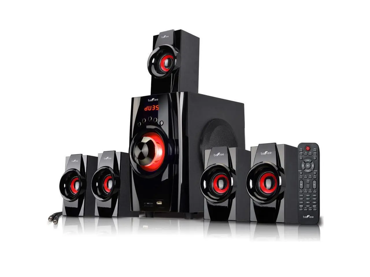Befree Sound BFS-410 5.1 Channel Surround Sound Bluetooth Speaker System, Red
