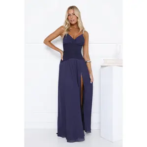 Evening Refinement Mesh Maxi Dress Navy