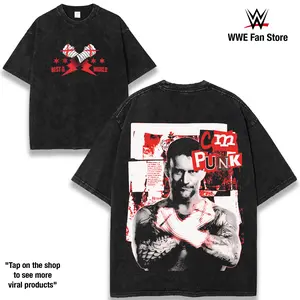 Limited WWE Cm Punk 2 Shirt, Graphic Tees for Boys, Unisex Top, Vintage Y2K Aesthetic, Sweatshirt graphic tee, anime oversize Cotton Fabric Printed wash t-shirt sport streetwear fashion