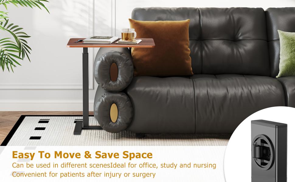 Adjustable Overbed Table with Wheels for Hospital and Home Use - Rolling Laptop Desk and Mobile Standing Desk Portable Durability Study Convenient Height