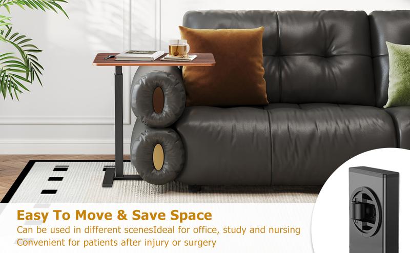 Adjustable Overbed Table with Wheels for Hospital and Home Use - Rolling Laptop Desk and Mobile Standing Desk Portable Durability Study Convenient Height