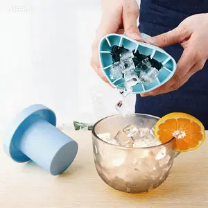 Fast Freezing Silicone Ice Cube Mold, Easy Release Durable & Reusable Ice Maker Bucket, Portable Ice Bucket and Cylinder Cup for Home Parties & Picnics