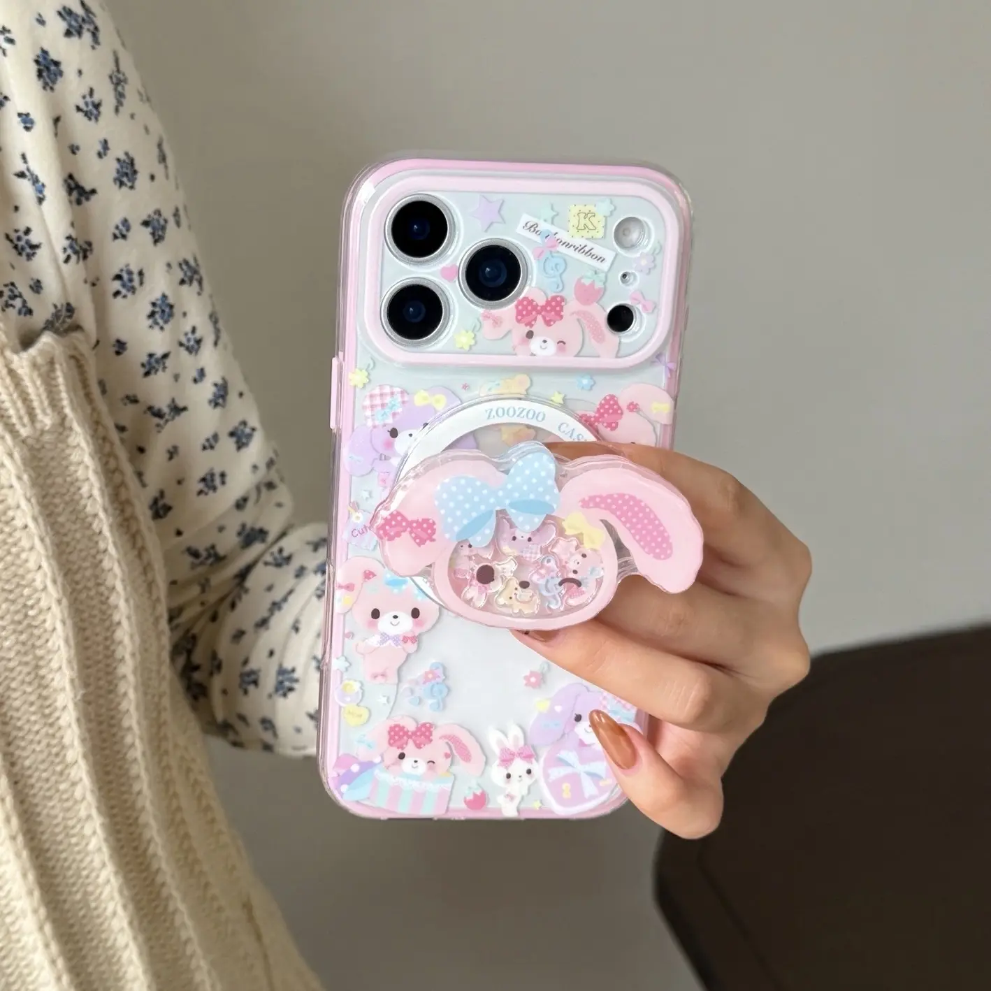 Cute Dessert Bunny Phone Case Cover, Lightweight Protective Cover, Casing, Protective, Shockproof Protector, Stand Holder, Compatible with iPhone 17 Pro Max, 16 Pro Max, 15 Pro Max, 14 Pro, 13, Smartphone Accessories