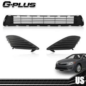 Fit For 2012-2014 Toyota Camry Front Bumper Lower Grille w/ Fog Hole Cover Set G-PLUS