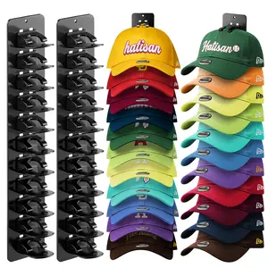 2 Pack Hat Organizer Detachable DIY Hat Rack Wall-Mounted Baseball Cap Rack Black or White Hat Holder for Wall with Strong Adhesive and Nail Holds 22 Hats for Closet Door & Bedroom Easy Access Display Hanger, Hat Storage for Men, Hat Hooks for Wall