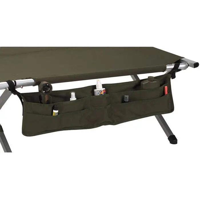 Olive Drab Military Cot Accessory Pouch Organiser - Nylon Fabric Multipurpose Portable Storage Bag with Tie-Downs, Buckle, 33in x 8in Home Organizer
