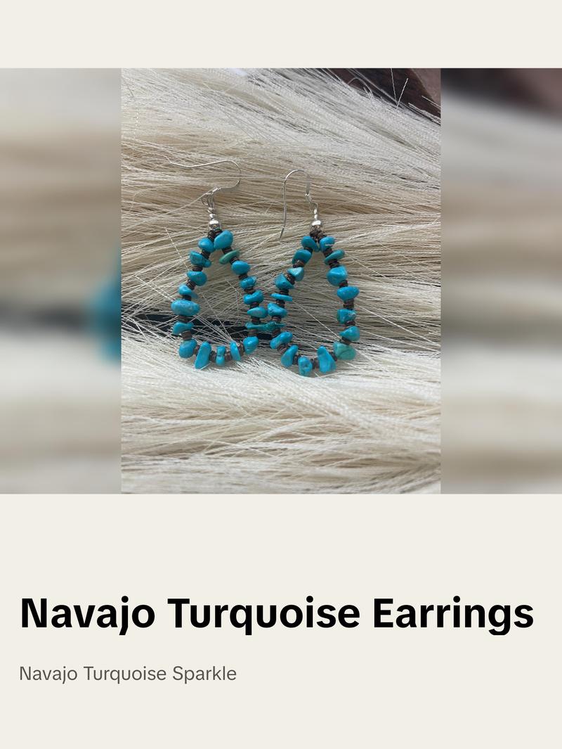 Navajo Sterling Silver Turquoise Chips Earrings-sm