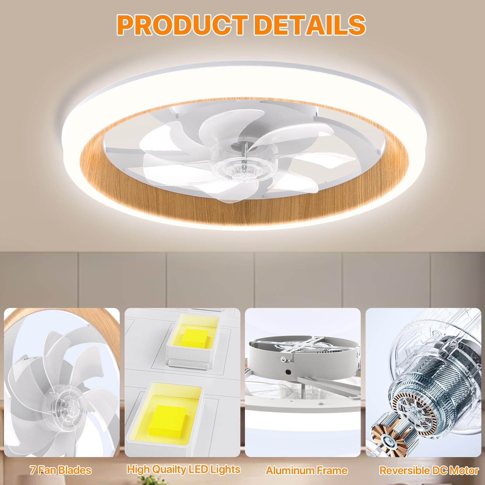 HYPERLITE Ceiling Fan With Light Remote,3 LED Color(3000K/4000K/6500K) Temperature,Timer Setting, 6 Speed Noiseless AC Motor, Adjustable Brightness,Two-in-one Light+Fan,White Fandelier Ceiling Fans for Bedroom,Living room,bathroom,SpringGlowUp