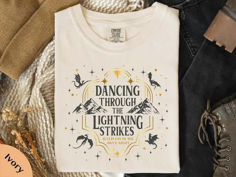 Dancing Through The Lightning Strikes T-Shirt, The Empyrean Series Inspired Shirt, Bookish Sweatshirt, Book Lovers Shirt, Gİft for Her