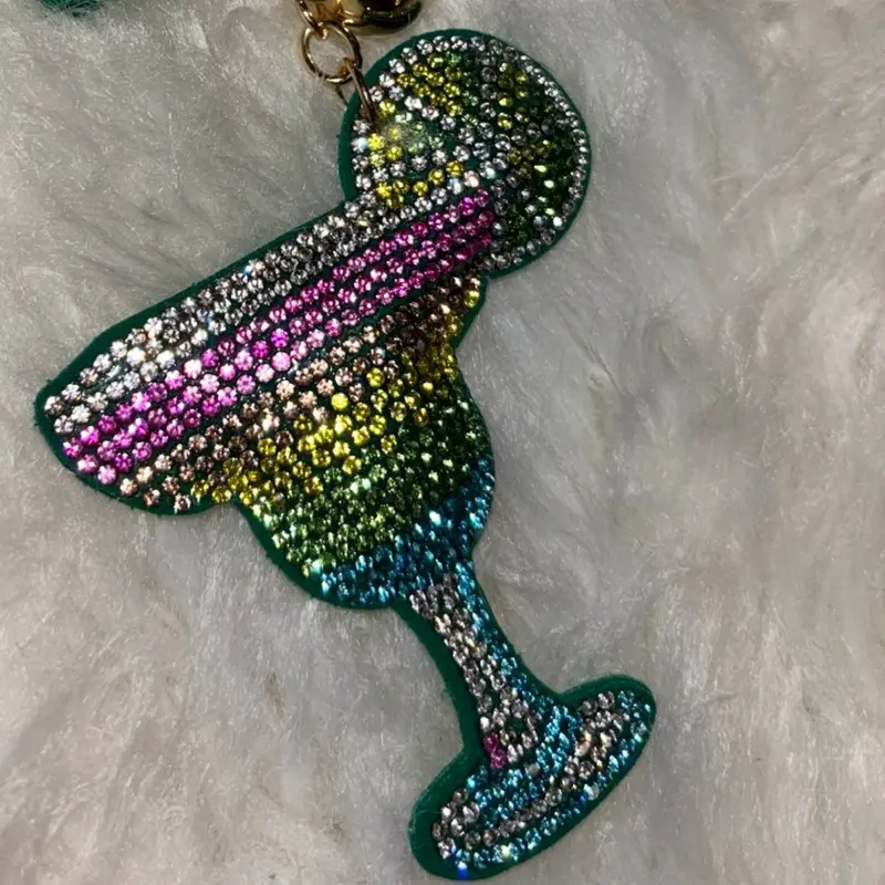 Rhinestone martini glass Keychain – Luxury Bling Bag Charm with Tassel