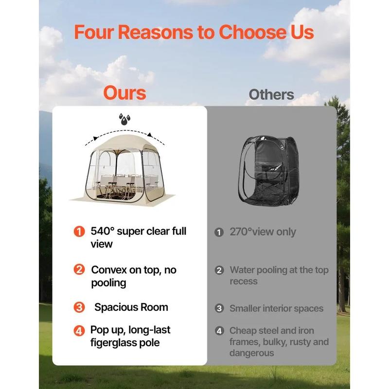 Pop up Sports Camping tent, 72x72 in Clear Bubble Camping for 2-4 Persons, Waterproof Outdoor Pod with Floor Mat & Top Cover, Garden Igloo Dome  Camping Shelter for Events Fishing Cheering