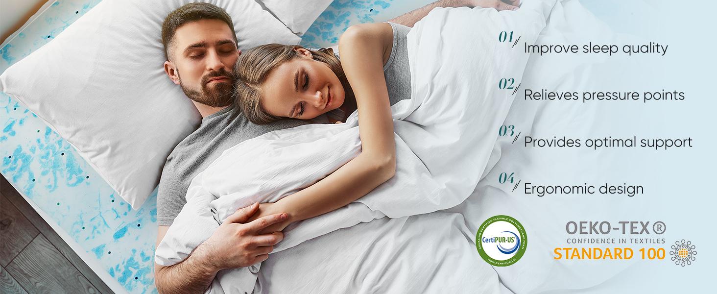 Cooling Gel Swirl Infused Memory Foam Mattress Topper - Bed Topper for Enhanced Comfort