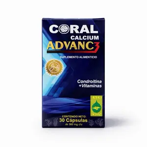 Coral Calcium Advanc3 Daily Mineral Formula – 30 Capsules with Vitamins & Chondroitin – 500mg Supplement Calcium & Vitamins Daily Support