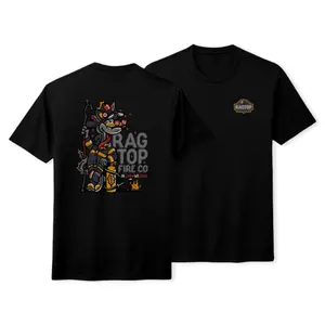 Ragtop Fire Co Firefighter Shirt, Cartoon Firefighter Mascot Graphic Tee, Fire Department Character Artwork, Soft Cotton Blend Shirt, Firefighter Lifestyle Apparel for Men & Women, Gift for Firefighters
