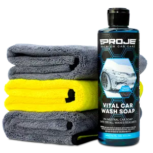 Wash & Dry Kit - Deep Cleaning with High Foaming Action - Car Wash Kit Soap & Drying Towels Included - Car Shampoo