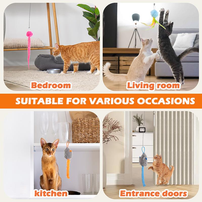 HAPPYCODE Electric Cat Teaser Wand Interactive Pet Toy Rechargeable Door Clip Design Dual Modes—360° Rotation & Random Jumping Stimulates Physical & Mental Energy Cat Toys, Cat Supplies, Bird & Cat Supplies, Cat Toys