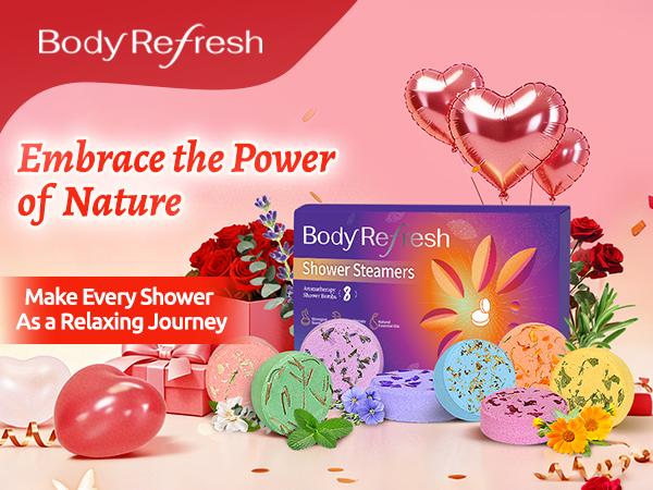 Bodyrefresh Shower Steamers Aromatherapy — 8 Pack Shower Bombs with Natural Essential Oils, Organic Plant Fragrance, Stress Relief, Self Care Relaxation Home SPA, Birthday & Valentines Day Gifts for Women, Gifts for Her, Teacher, Her