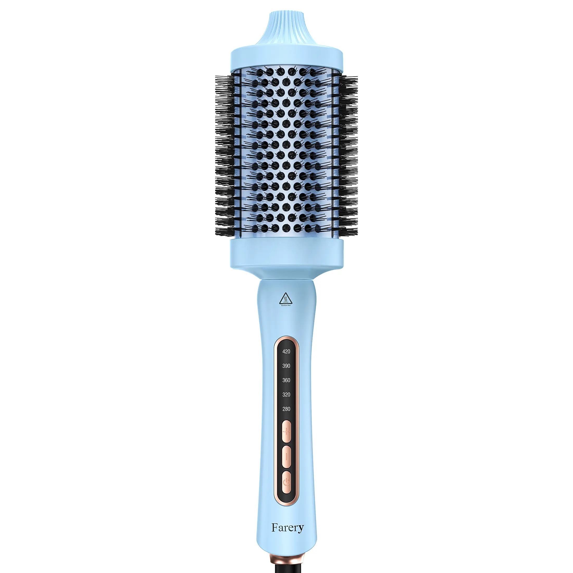 Farery 2.4" Large Barrel Thermal Brush Hair Styler, Heated Round Tool for Bouncy Curls & Bombshell Silky Straight Looks, 5 Heat Settings (280-420°F), Dual Voltage for Thermal Brush Blowout