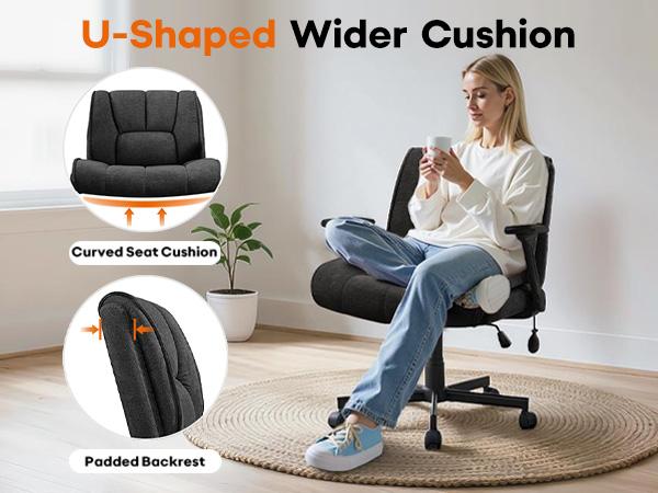 PUKAMI Criss Cross Chair with Wheels,Desk Chair,Computer Armless Cross Legged Office Desk Chair for Home Office
