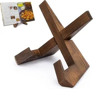 Wooden Cookbook Stand for Kitchen Counter – Rustic Recipe Book & Tablet Holder Kitchen Must Have