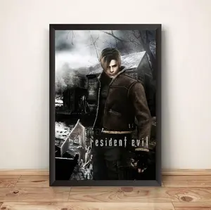 Resident Evil Leon Kennedy Village Poster, RE4 Inspired Video Game Wall Art, Horror Gaming Decor