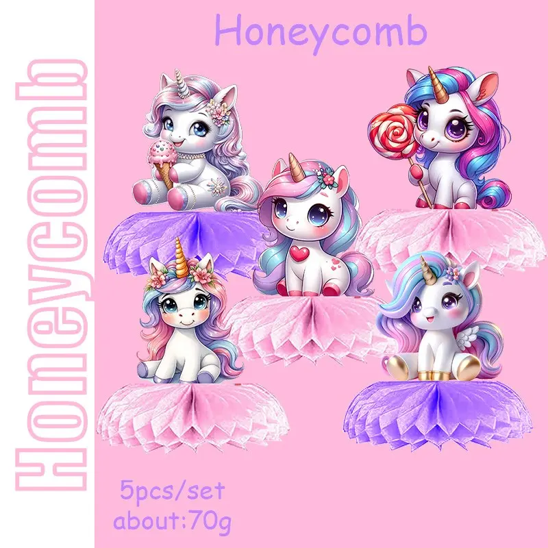 5-Piece Unicorn Themed Party Decor Set, Party Decoration Supplies, Perfect for Birthday Parties, Baby Showers, Weddings, Christmas & More, Unique Centerpiece Design