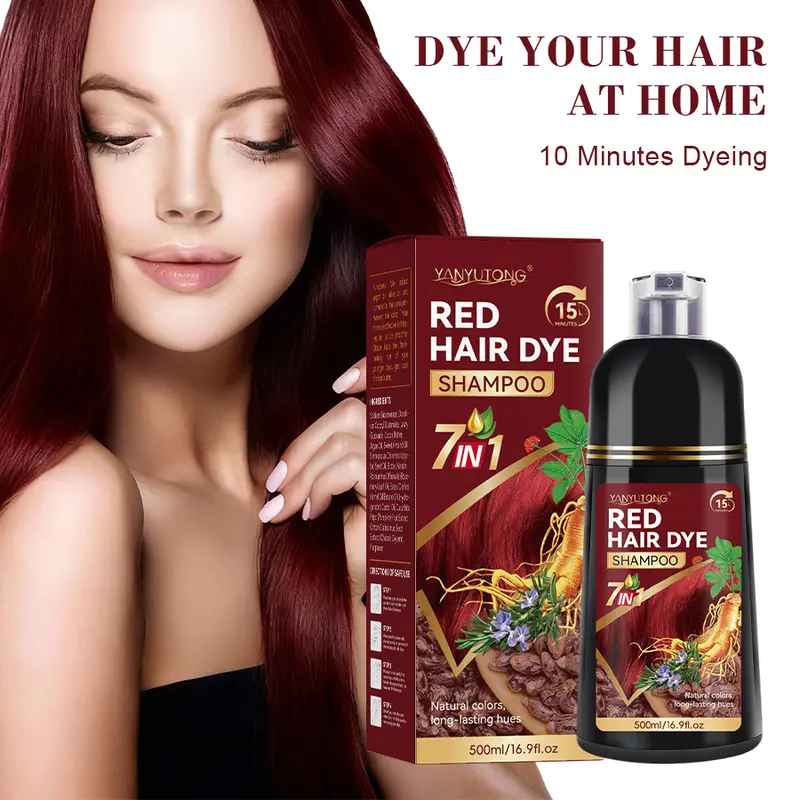 YANYUTONG 7-in-1 500ml Functional Mushroom Cleanser Shampoo (Black, Red, Chestnut, Dark Shades) - Reishi, Polygonum Multiflorum, Unisex Natural Haircare for Hair-Aging Slowdown, Long-Lasting Shine, Strength, Follicle Nutrition, Hair Loss Prevention