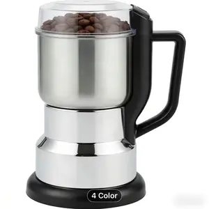 300W Electric Grinder: Quick 10-Second Grinding, Featuring a 4-Blade Stainless Steel Design Suitable for Beans, Spices, Nuts, And Coffee. It Has a Large 400Ml/14Oz Chamber, Ensures 360° Even Milling