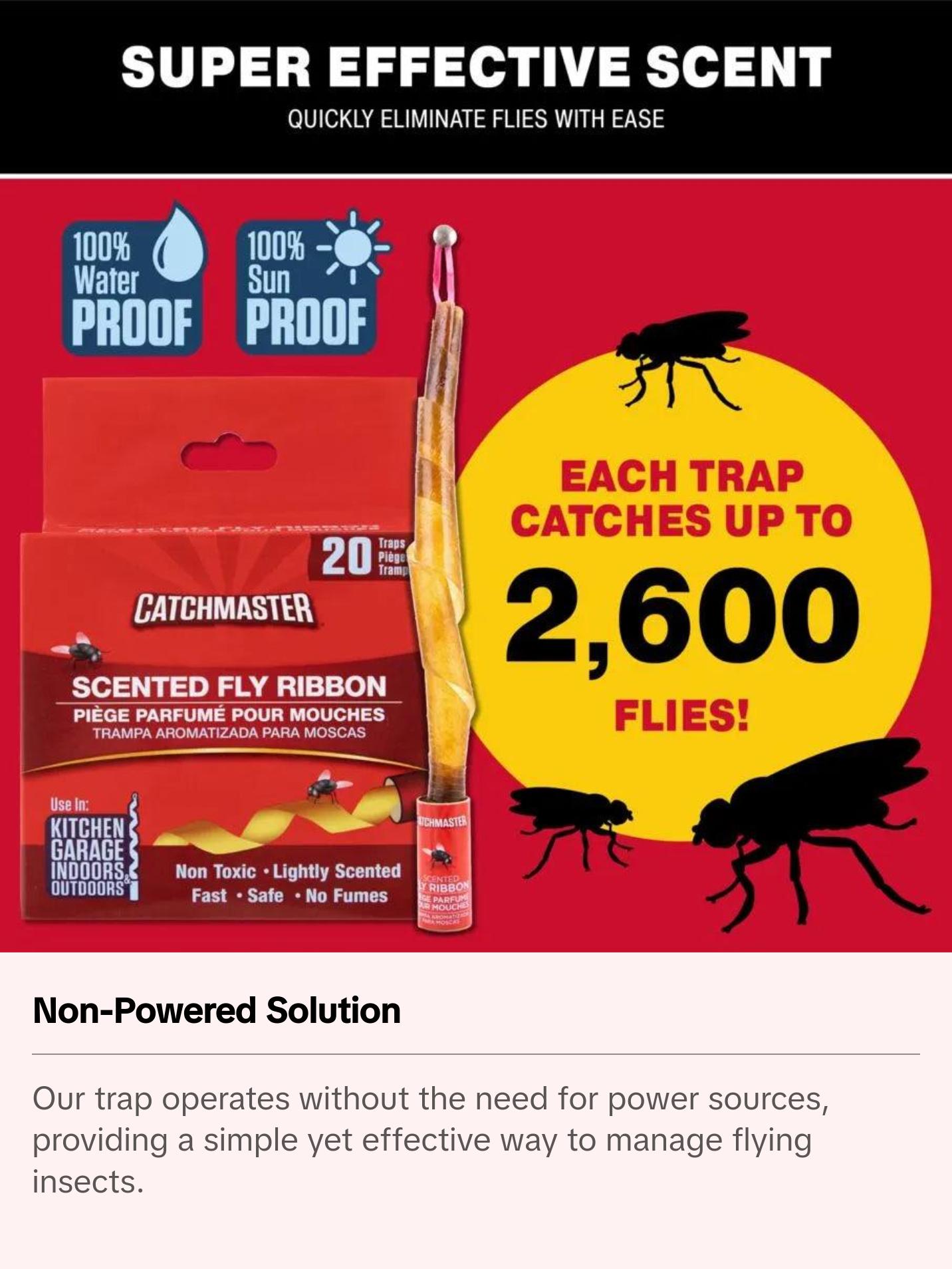 Bug & Fly Ribbon Traps - Scented, Effective Fly Control