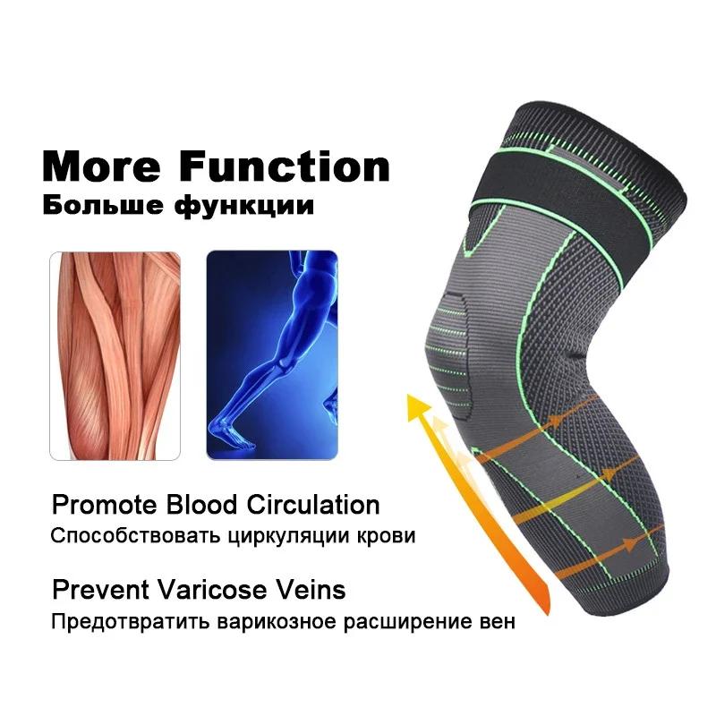 Non-Slip Sports Knee Sleeve – Elastic Long Leg Support for Running & Training