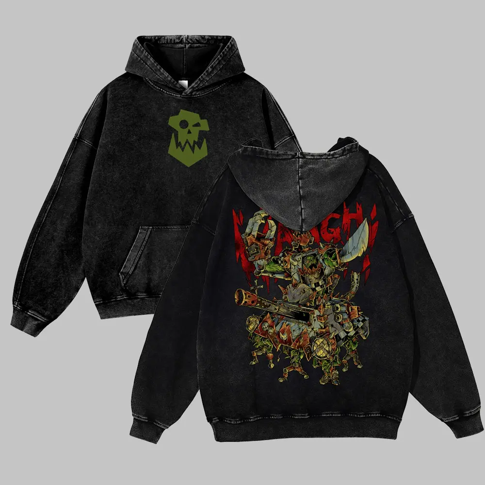 Warhammer 40k  Unisex FallFreshness outfits men streetwear 80s 90s graphic tees cotton Anime Game funny 380G Washed Hoodies men gifts
