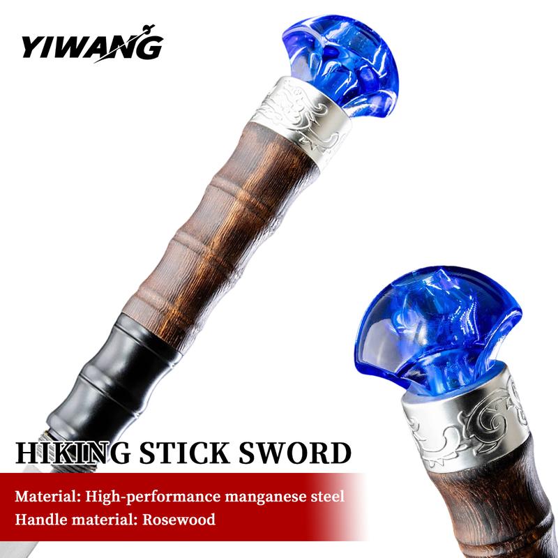 Authentic1060 High Carbon Steel Heat-Tempered Hand-Forged Blue Diamond Scepter - Multifunctional SwordCane With Unique Diamond-Shaped Handle, Stylish &Durable, Fashion Decorative Wand Gent Leman Elegant,Cosplay, The Best Gift