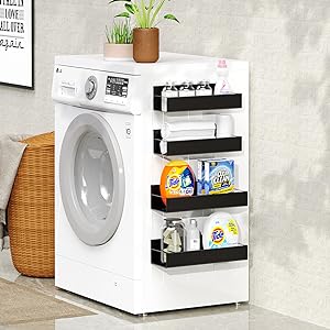 Magnetic Spice Rack for Refrigerator, Magnetic Spice Storage Rack Organizer for Fridge,Magnetic Shelf with Paper Towel Holder, Moveable Kitchen Refrigerator Seasoning Storage Rack Fridge Magnet Organizer, Kitchen Gadgets for Refrigerator, Microwave