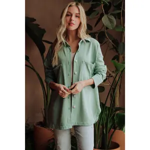 Dusty Mint Washed Soft Button Up