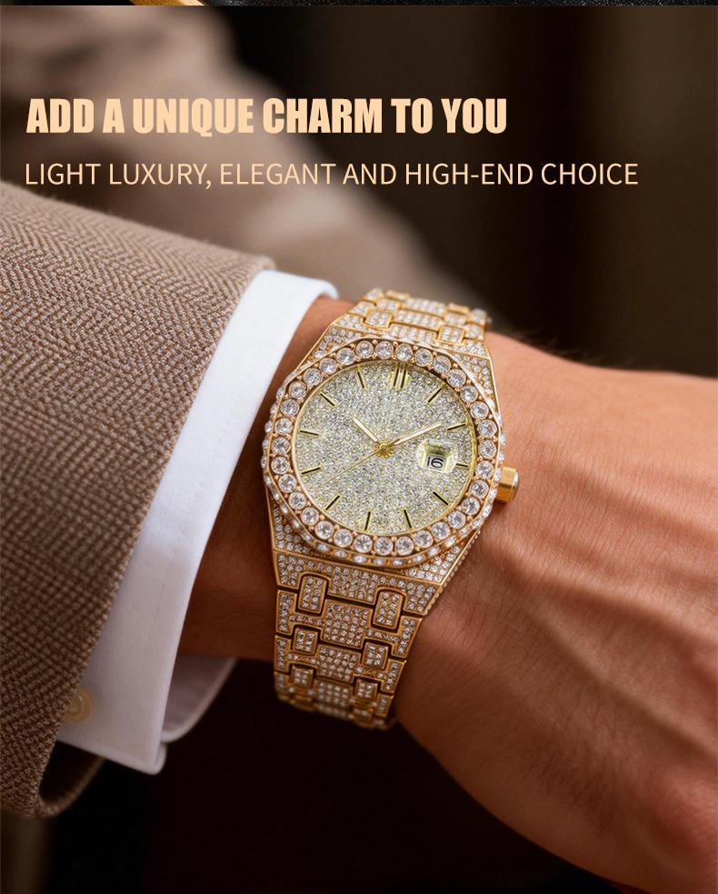 Luxury Rhinestone Embellished Jumpstart sale Classic round dial -Dial Quartz Watch with Gift BoxIncluded Fashion Timeless Classic Watch Holiday Haul  Flash Sale diamond men  Shine at work, lead with brilliance.