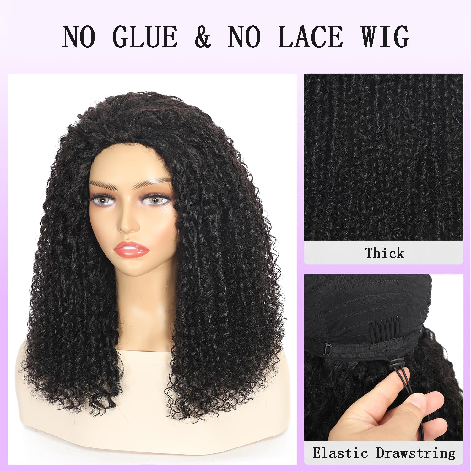 [3 in 1 Half Wig] Bling Hair Half Wig Human Hair 180% Density Glueless Wigs Human Hair Curly 3 In 1 Half Wigs for Black Women Drawstring Seamless Flip Wig Beginner Friendly FallFreshness