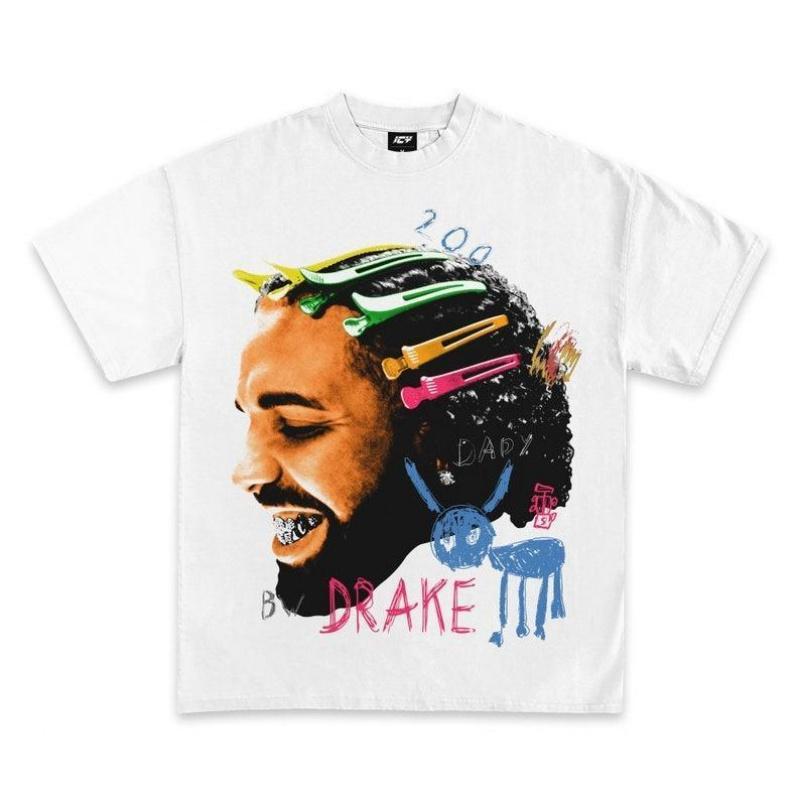 DRAKE GRAPHIC T-SHIRT For All The Dogs White Rap Tee Concert Merch Hip Hop TShirt Size S-3XL Classic Cotton