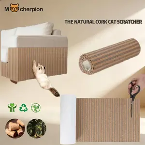 Mocherpion  Natural Cork Cat Scratcher Mat & Board, Super Sticky Eco-Friendly 3M Adhesive, Freely Trimmable, Claw-Friendly Safe & Healthy, Perfect Protector for Walls, Sofas, Floors, Furniture and Cat Toys