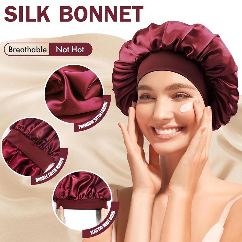 Silk Bonnet for Sleeping Double Layer Satin Bonnet for Black Women Sleep Cap Two Pieces in Box
