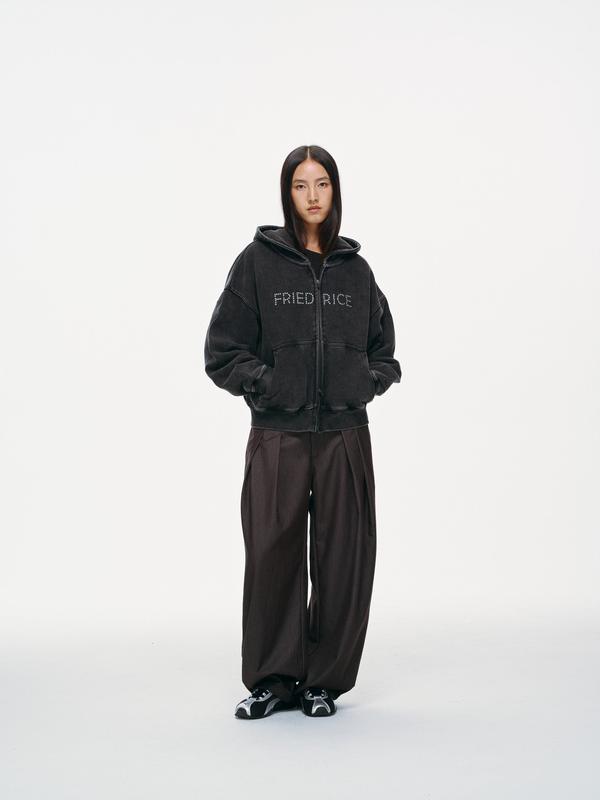 FRIED RICE Beaded Logo Double Zip Hoodie