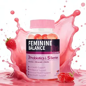 Feminine Balance Gummies Cranberry Flavor - Supports Urinary Tract Health, Probiotics,pH & Hormonal Balance,Women's Health - Vitamins, Minerals & Herbs - 60 Dual-Layer Core Sugar Free, Dietary Healthcare