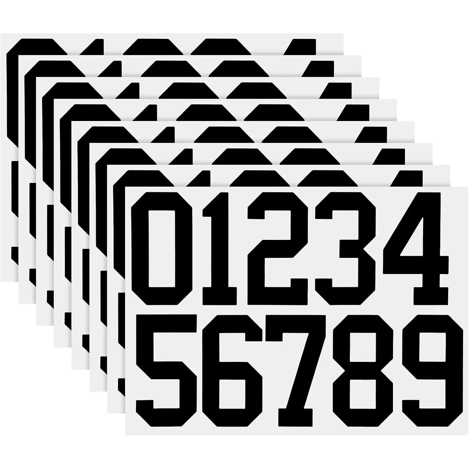 4-Inch Black Waterproof Vinyl Mailbox Number Stickers Decal Set - 8 Sheets of 0-9 Self-Adhesive Address Decals, Water Resistant for Smooth Surfaces, Home & Car Use (Home Improvement Building Supplies)